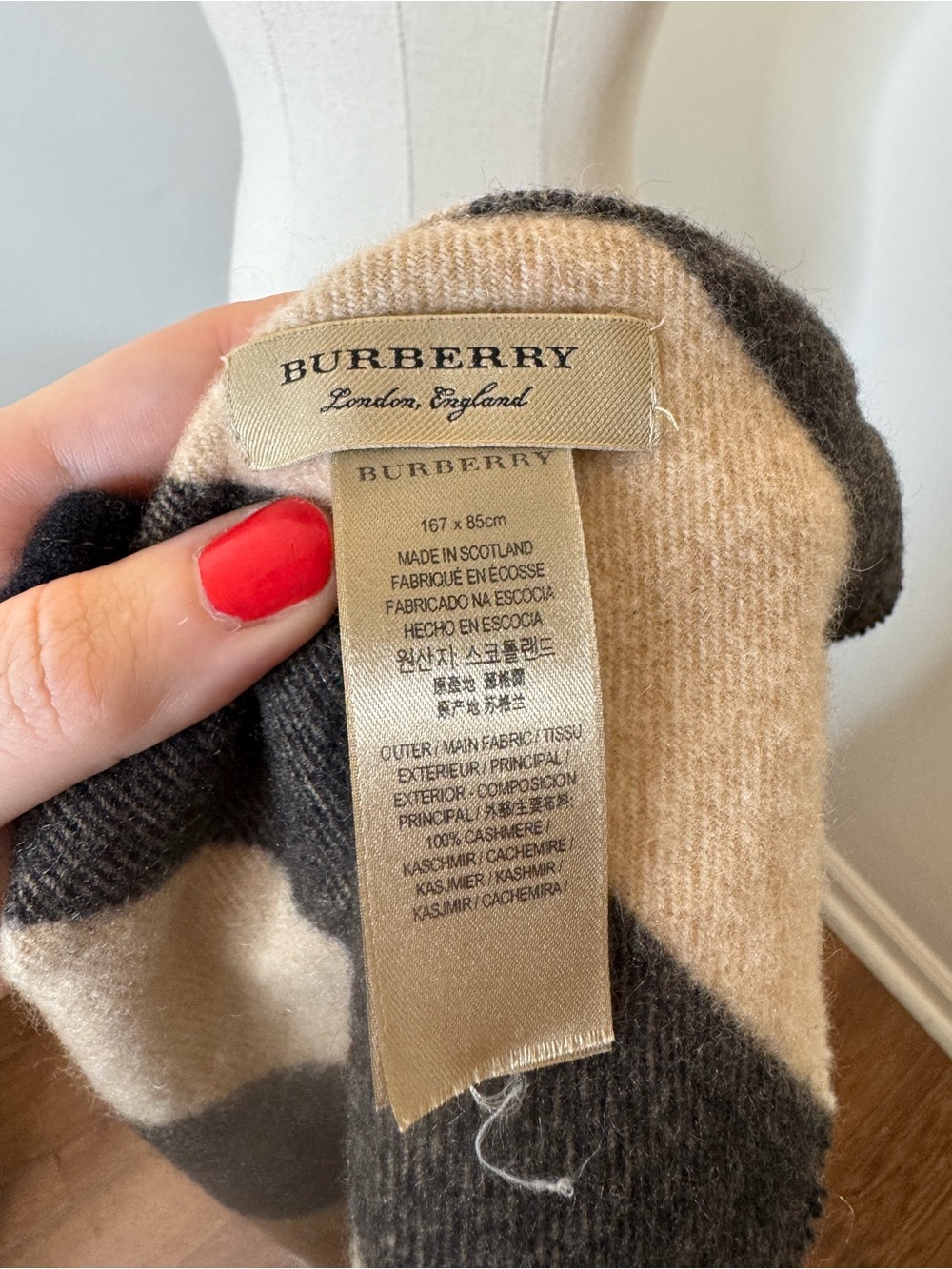 Burberry Check Cashmere Bandana Scarf triangle made in Scotland 100% Authentic - Picture 7 of 8